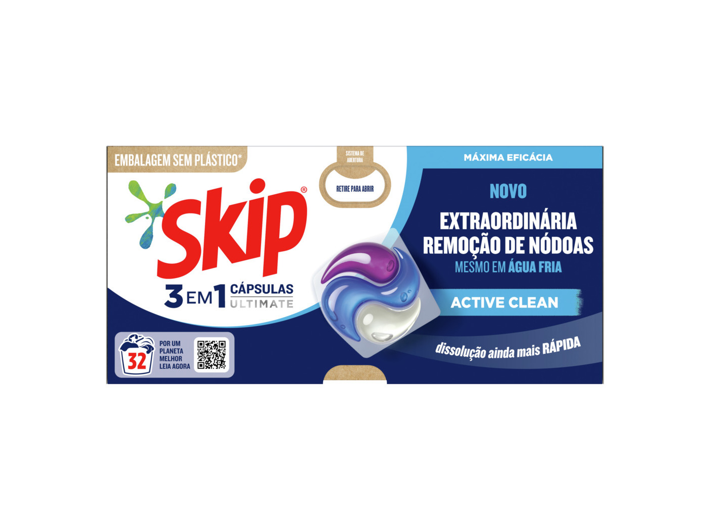 Detergente Roupa M Quina C Psulas Skip Ultimate Active Clean Embalagem