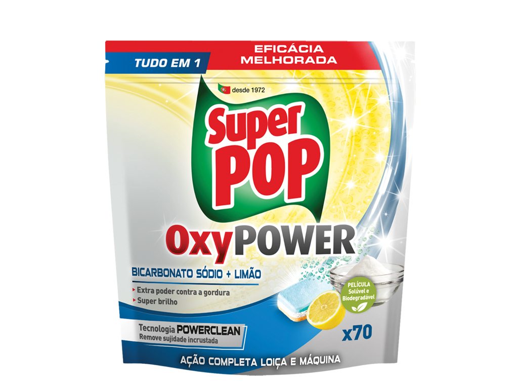 Detergente Loiça Máquina Super Pop Oxypower Bicarbonato E Limão 70d