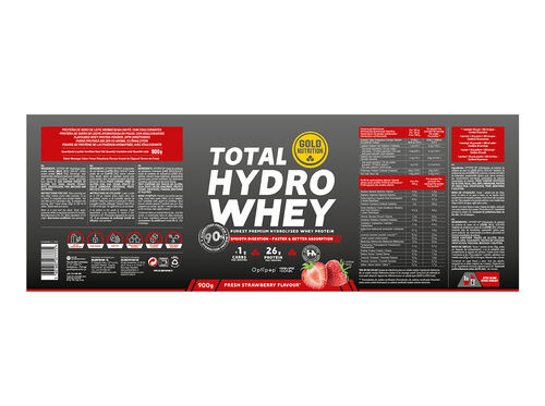 PROTEINA GOLDNUTRITION TOTAL HYDRO WHEY MORANGO 900 G image number 1