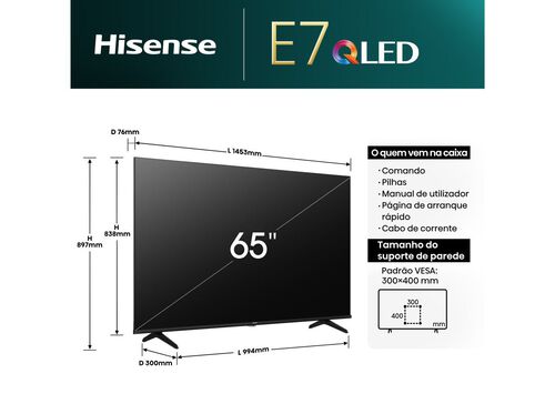TV QLED HISENSE 65E7NQ (4K SMART TV 65" 165CM) image number 1