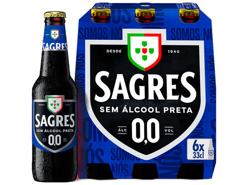 CERVEJA SEM ALCOOL SAGRES PRETA 0.0% 6X0.33L image number 0