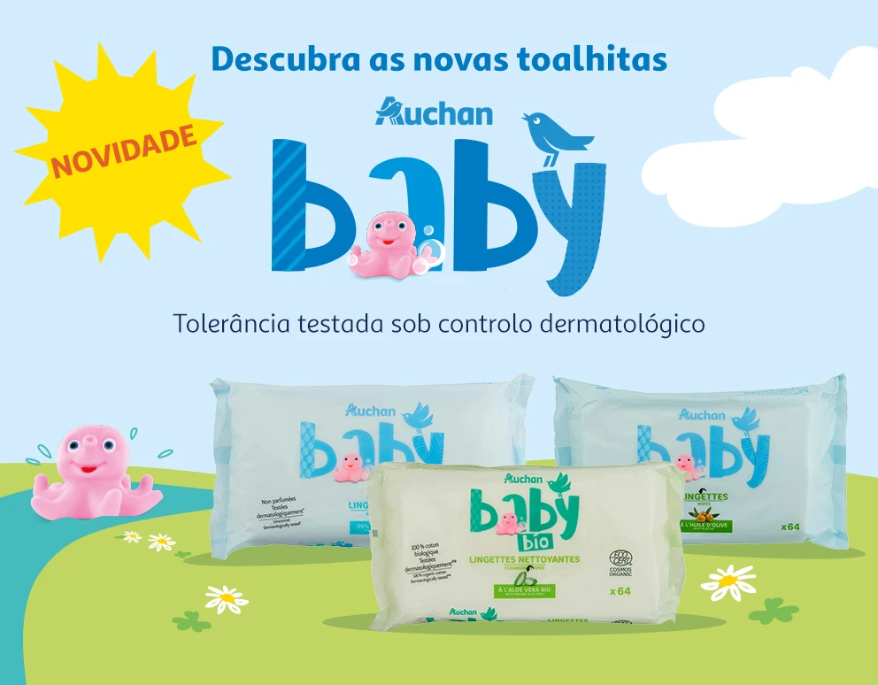 Descubra as novas toalhitas Auchan Baby a preços baixos