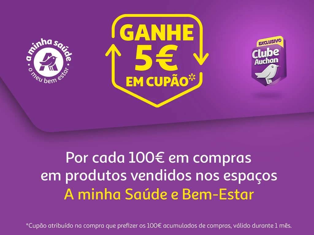 Ganhe 5€ em cupão em compras superiores a 100€ | Auchan