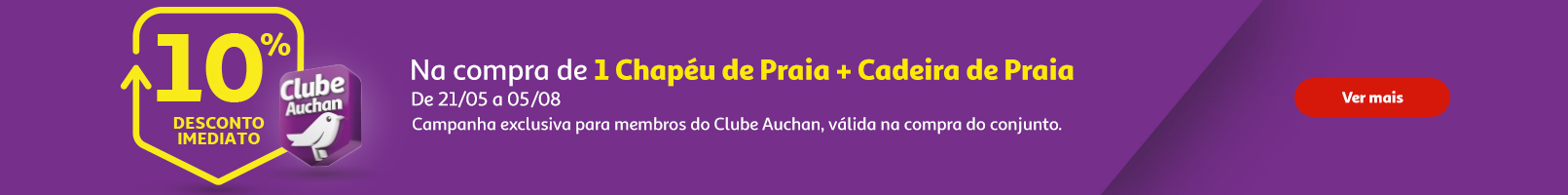 Campanha Clube Auchan Chapéu de Praia + Cadeira || 21/05 a 05/08 | Auchan