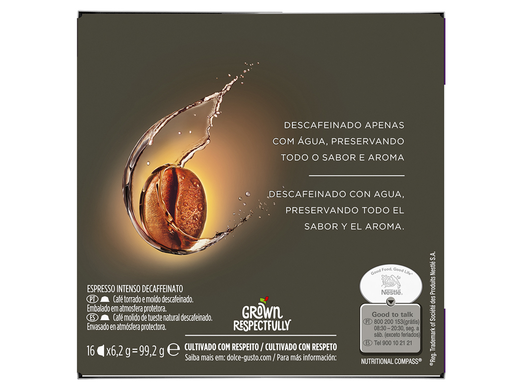 Cápsulas de café espresso intenso descafeinado Nescafé Dolce Gusto