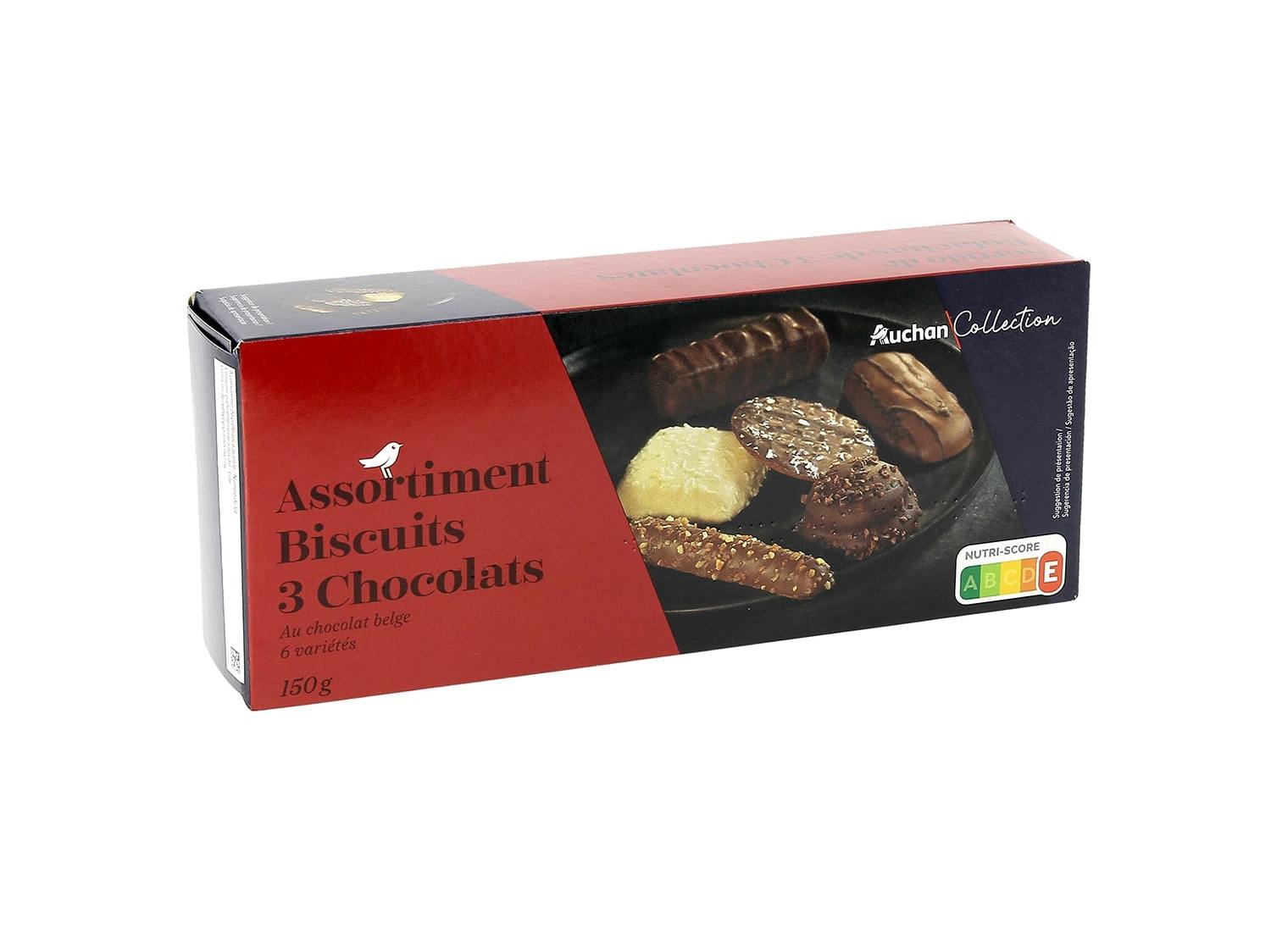 Sortido De Bolachas Auchan Collection 3 Chocolates 150g