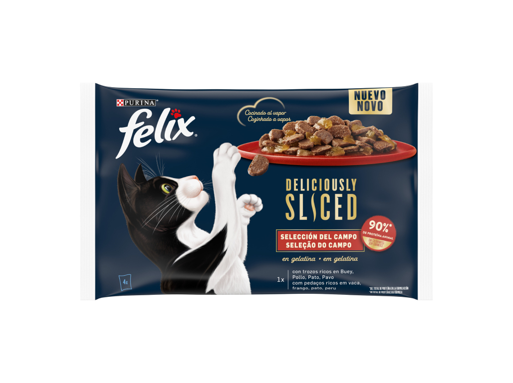 Comida Húmida Gato Felix Deliciously Sliced Carne 4x80g