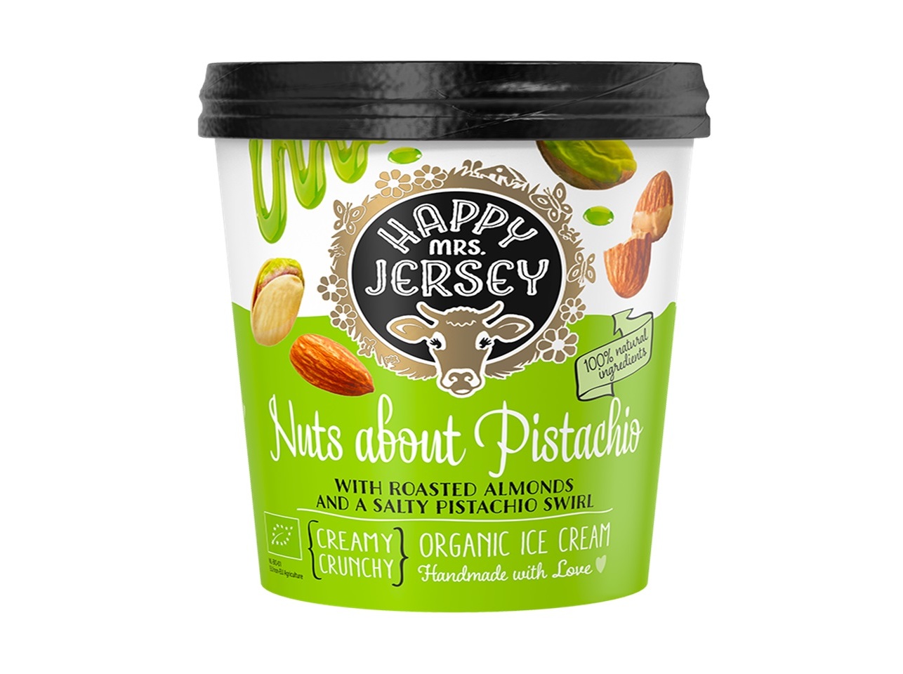 Gelado Happy Mrs Jersey Pistácio E Amêndoas 500ml