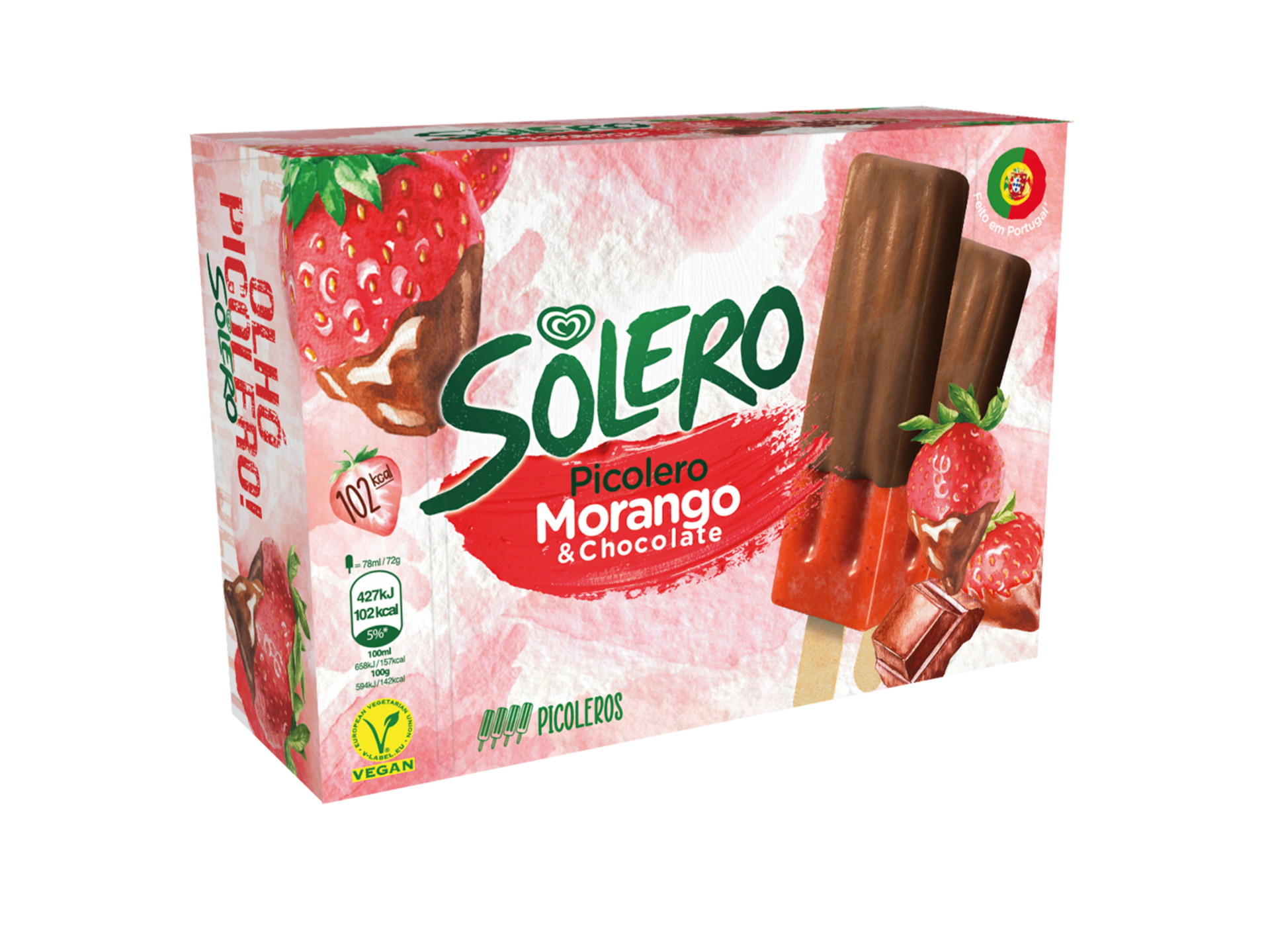 Gelado Solero Picolero Morango Choco 4x78ml