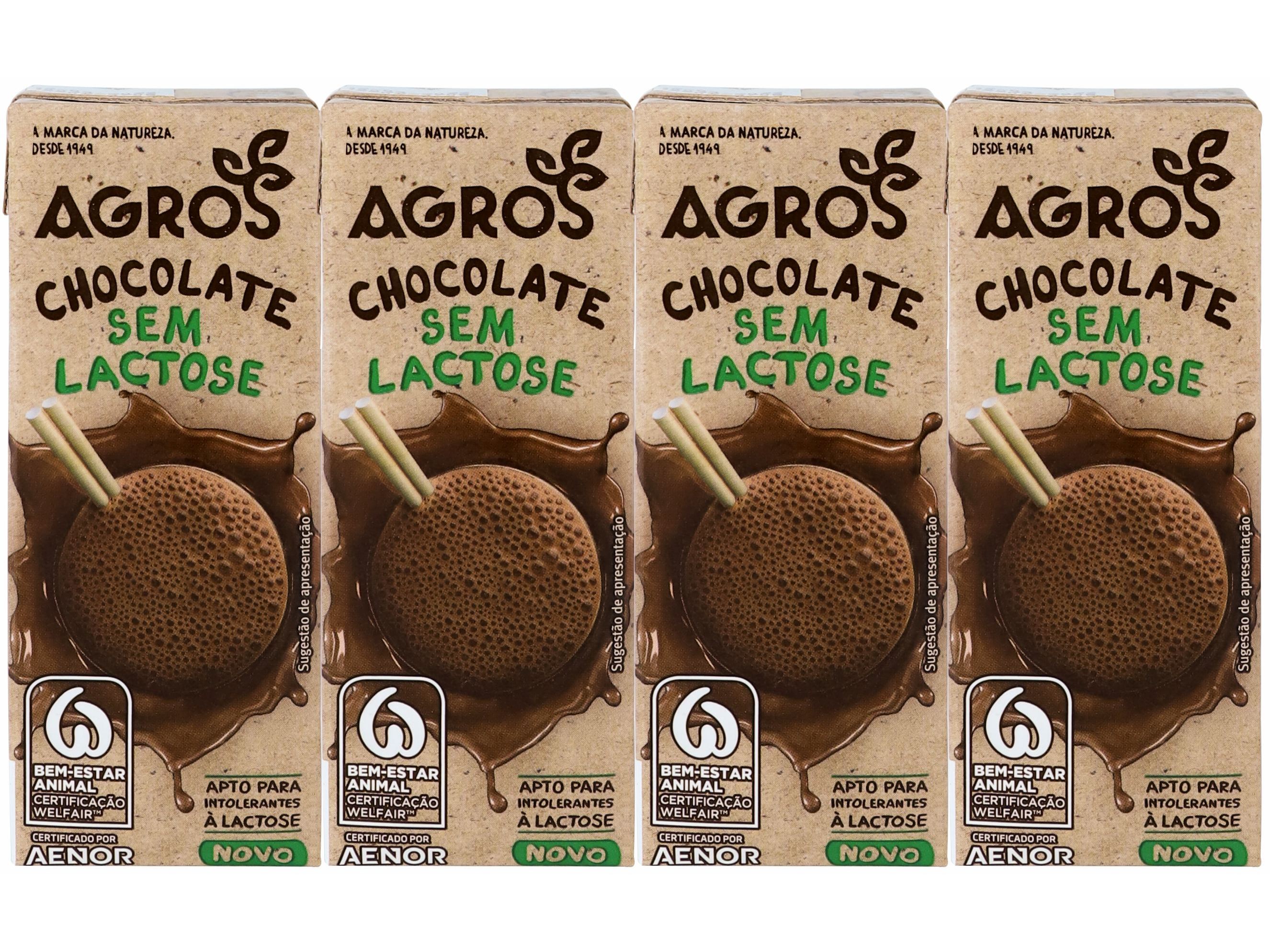 Leite S/lactose Agros Chocolate 4x200ml