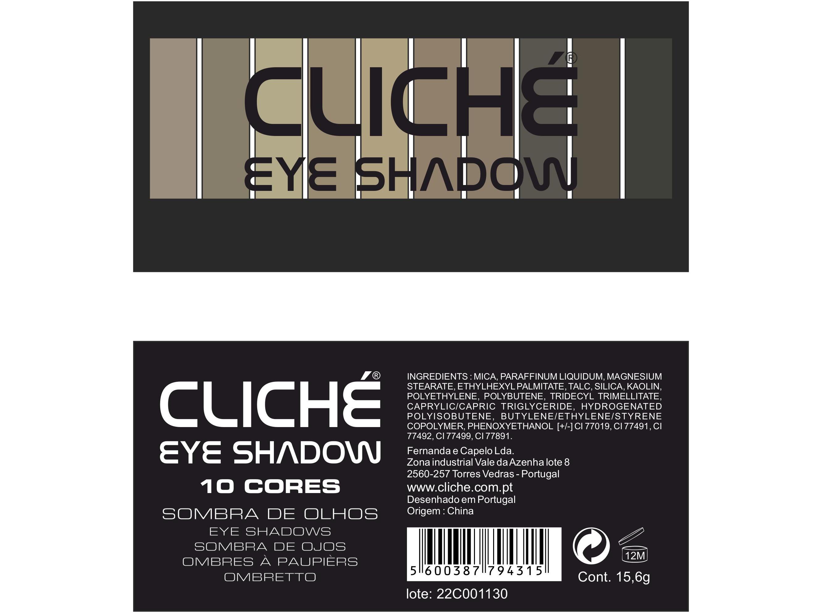 Palete Sombras Cliché Cinza 10 Cores