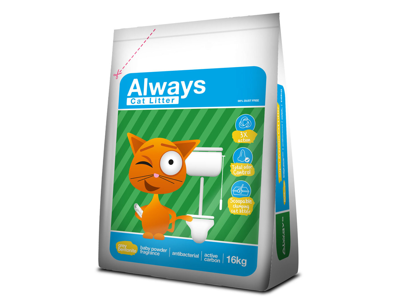 Areia Para Gato Always 3x Action 16kg