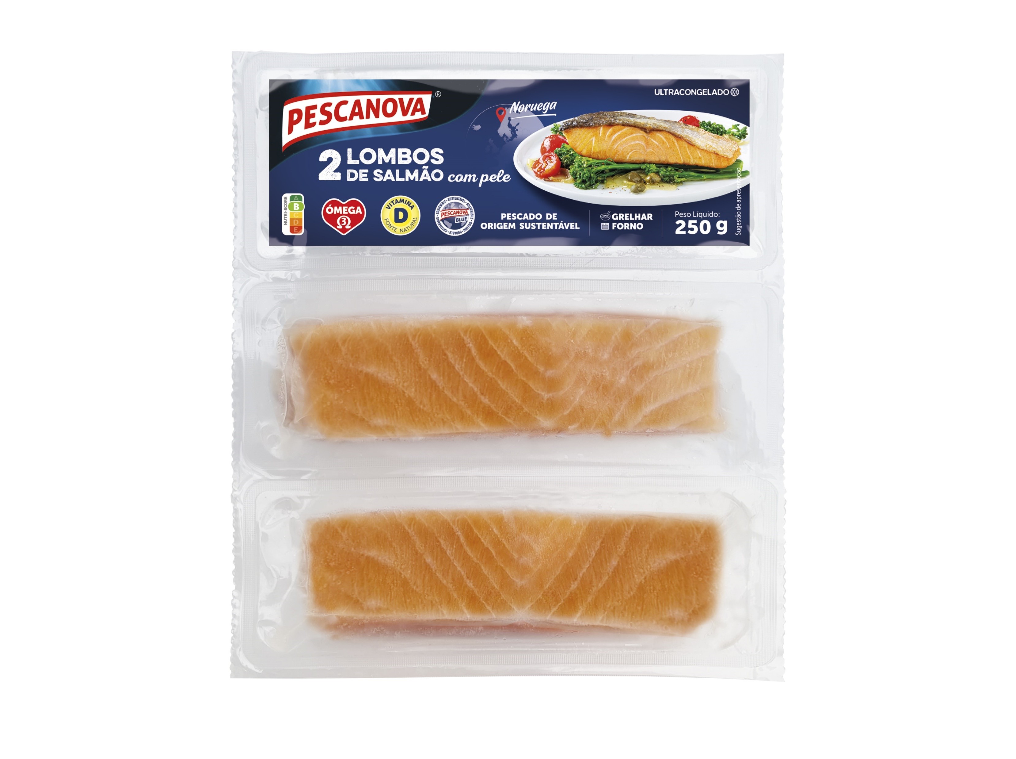 Lombos De Salmão Pescanova Com Pele 250g (2un)