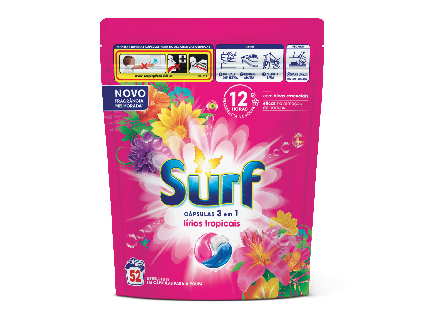 Detergente Roupa Máquina Cápsulas Surf Tropical 52d