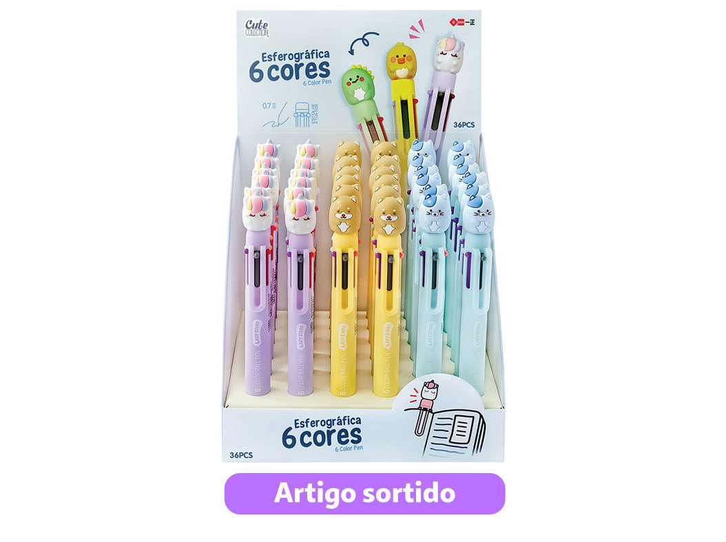 Esferografica 6 Cores Cute Modelos Sortidos