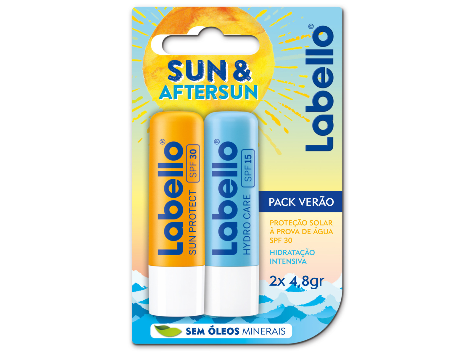 Batom De Cuidado Dos Lábios Sun & Aftersun Labello 2 X 55 Ml