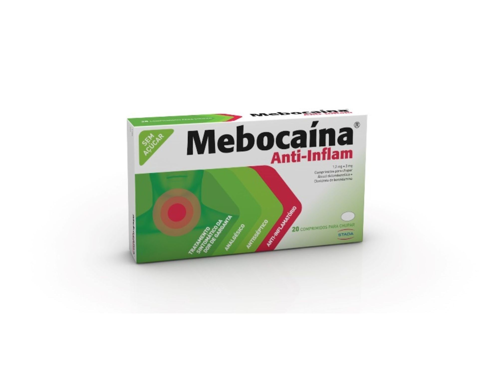 Mebocaina Anti-Inflam 1,2 mg + 3 mg - 30 comprimidos para chupar