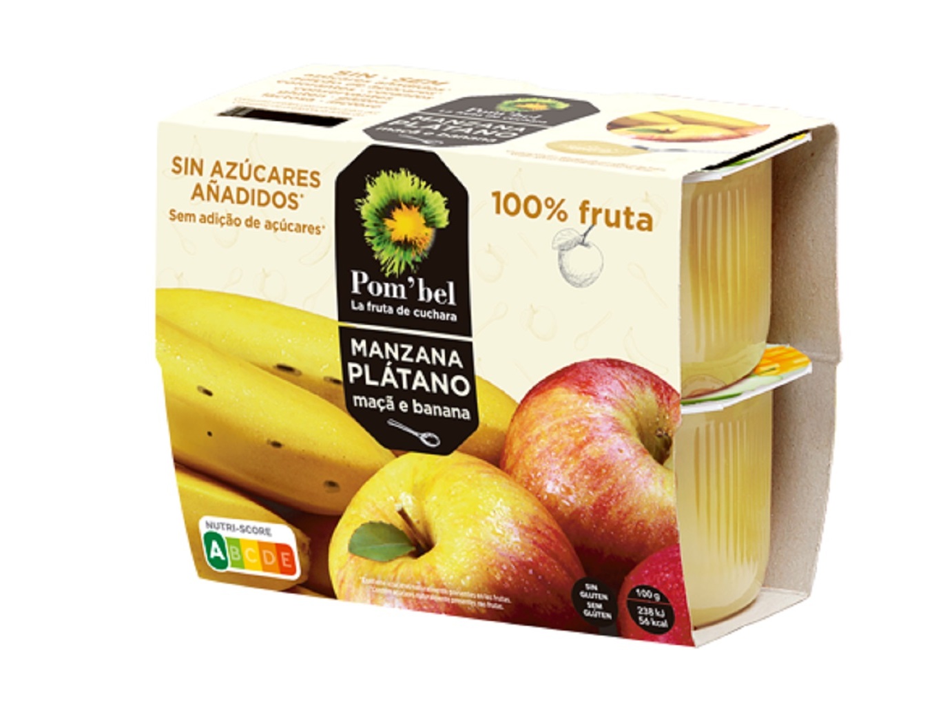 Puré De Fruta Pom`bel Maçã E Banana 4x100g