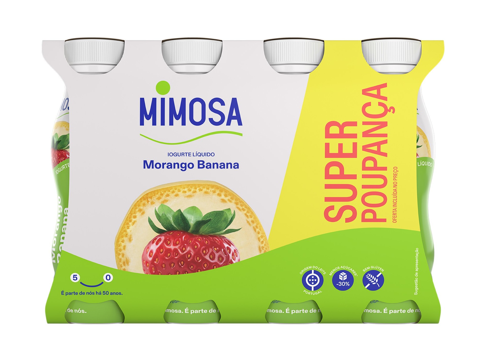 Iogurte Liquido Mimosa Morango Banana Pack Poupança 8x156ml