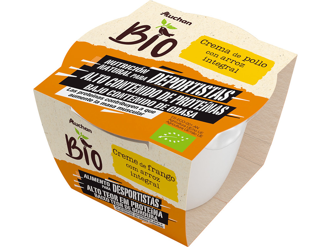 Creme Auchan Bio Frango Com Arroz Integral 220g