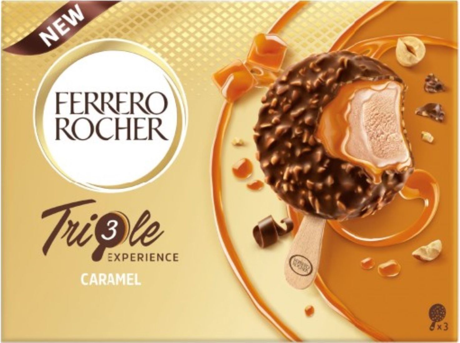 Gelado Ferrero Rocher Triple Caramelo 3x60g