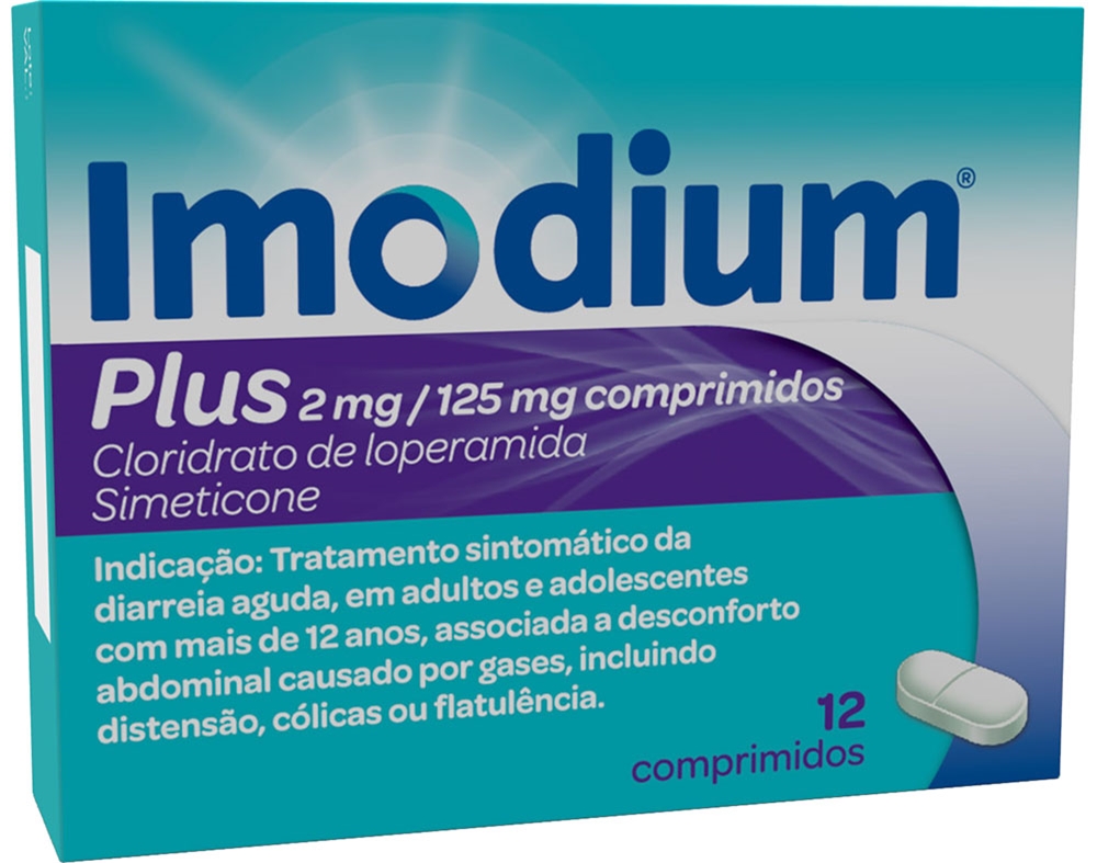 Comprimidos Imodium Plus 2mg+125mg 12un