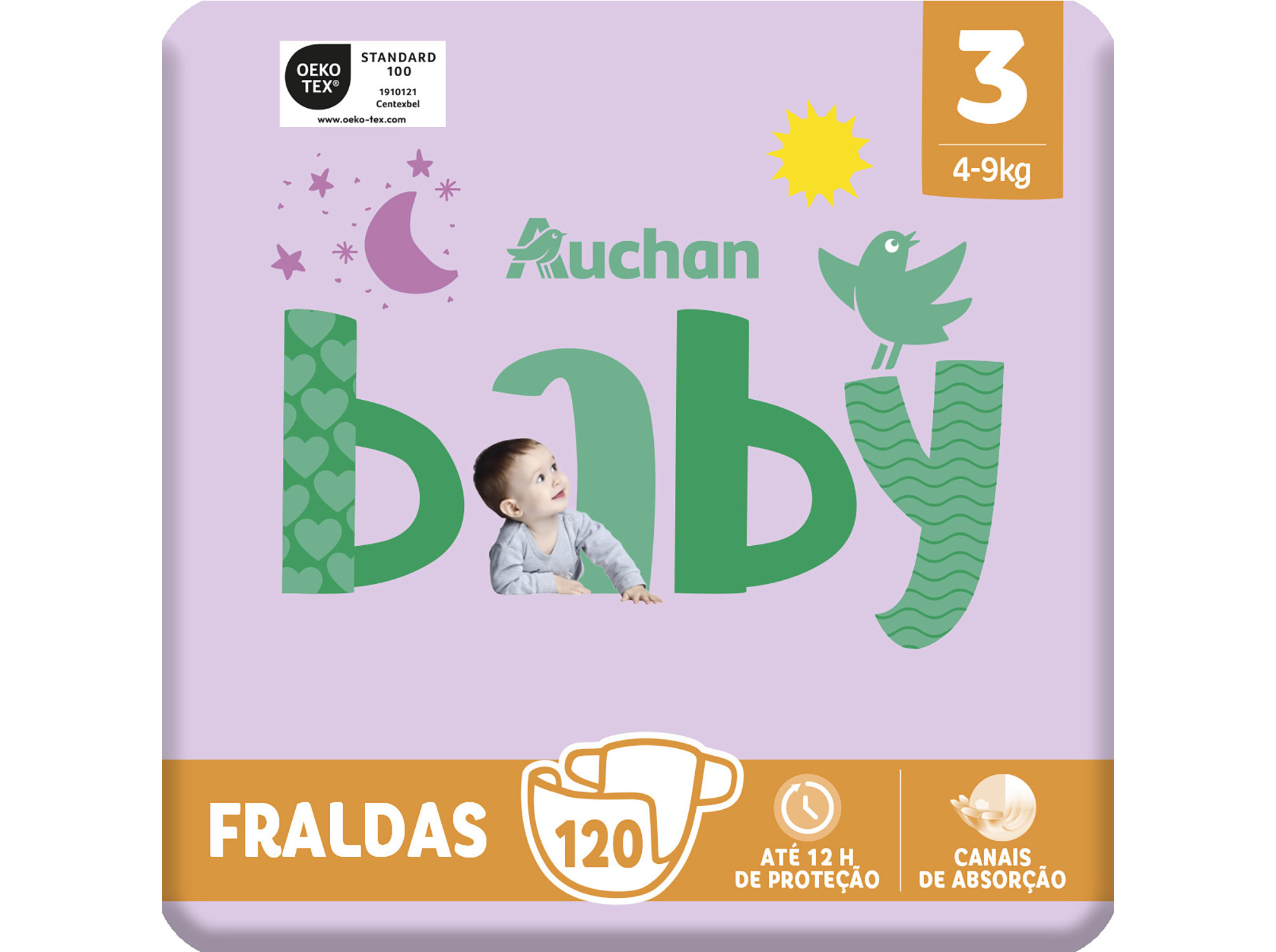 Fraldas Auchan Baby Tamanho 3 4-9kg 120un