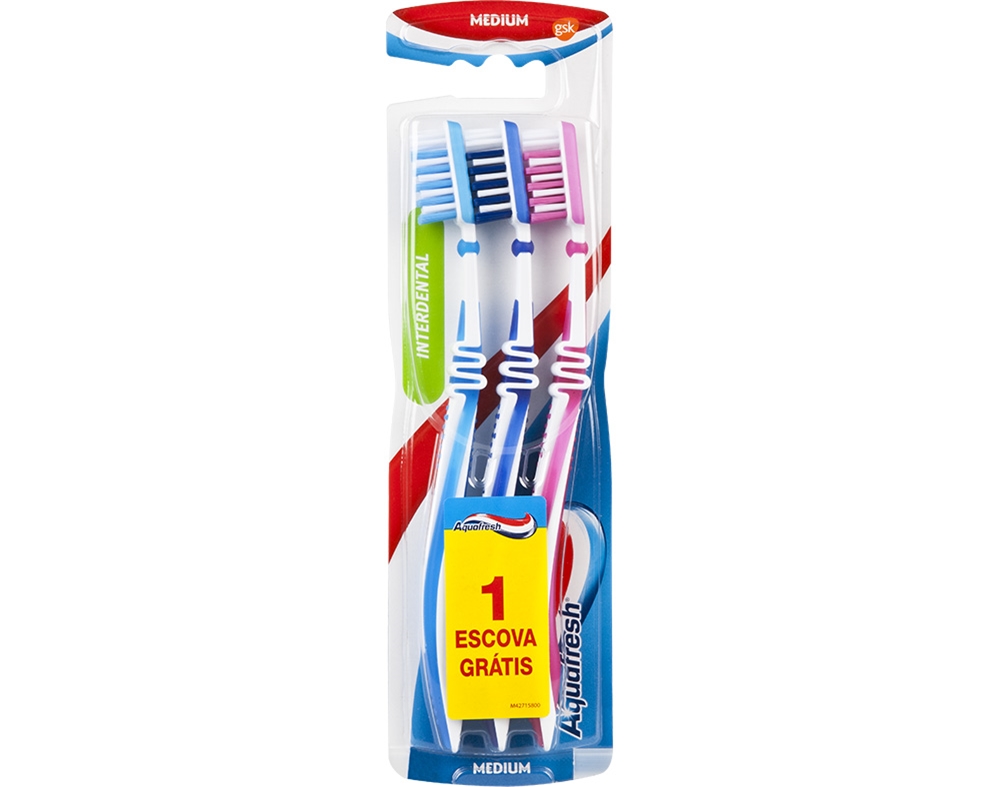 Escova Aquafresh De Dentes Interdental Média 2+1