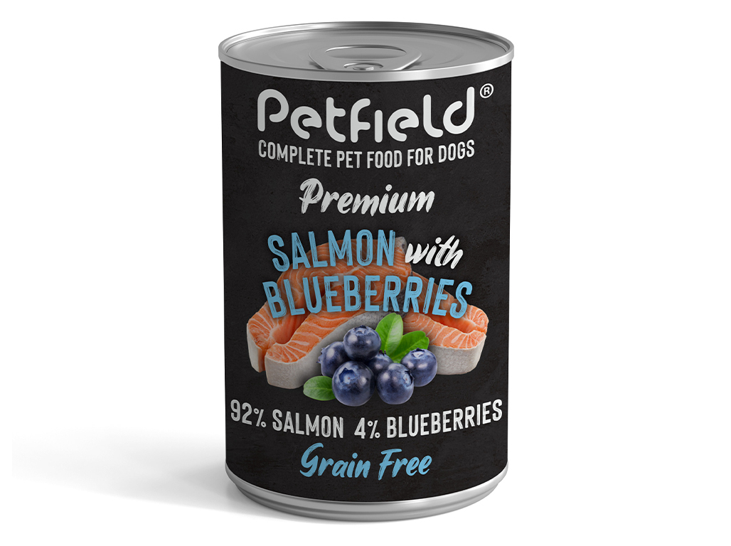 Wetfood Dog Salmon & Blueberries 400 GR Petfield