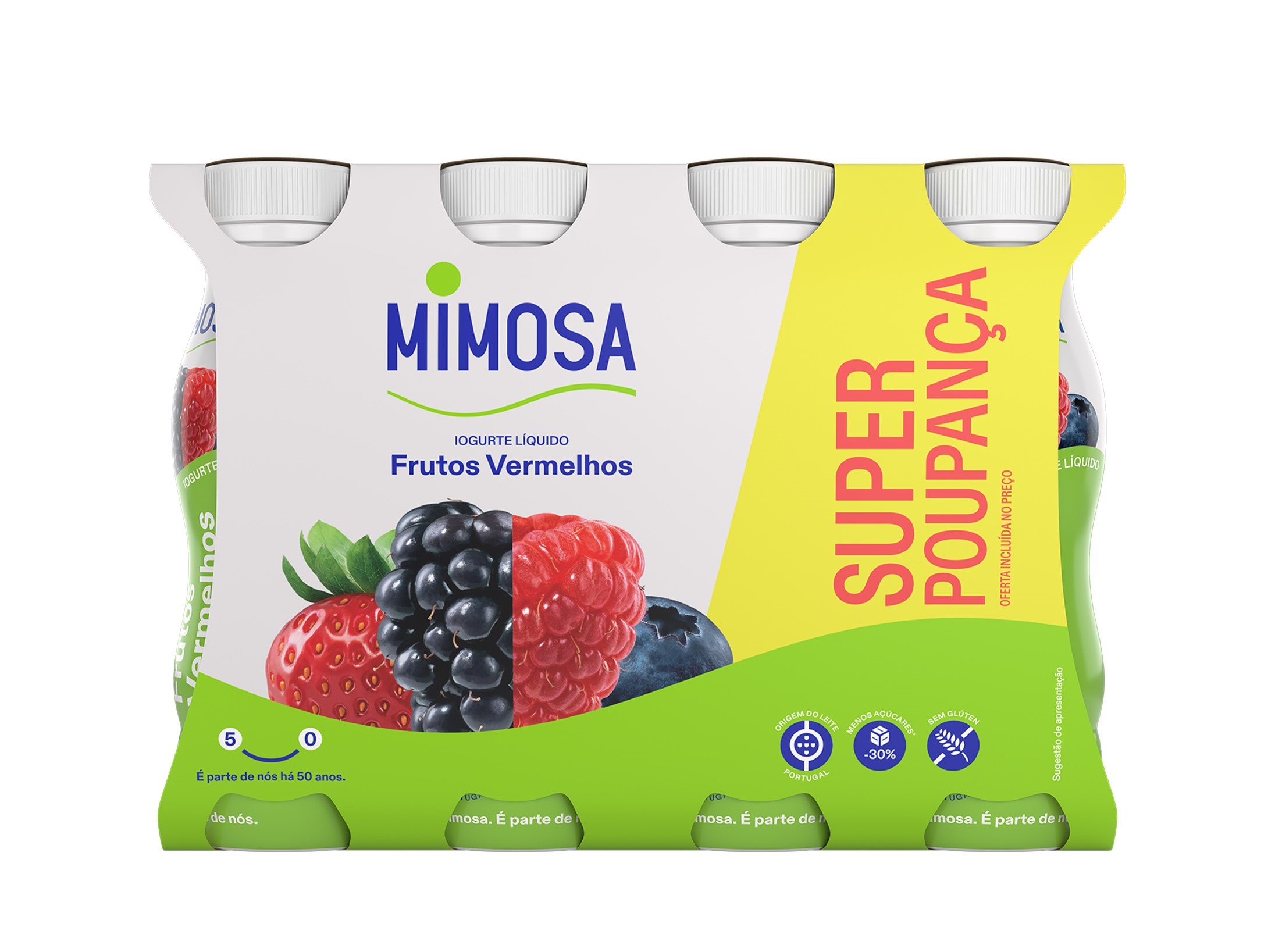 Iogurte Liquido Mimosa Frutos Vermelhos Pack Poupança 8x156ml