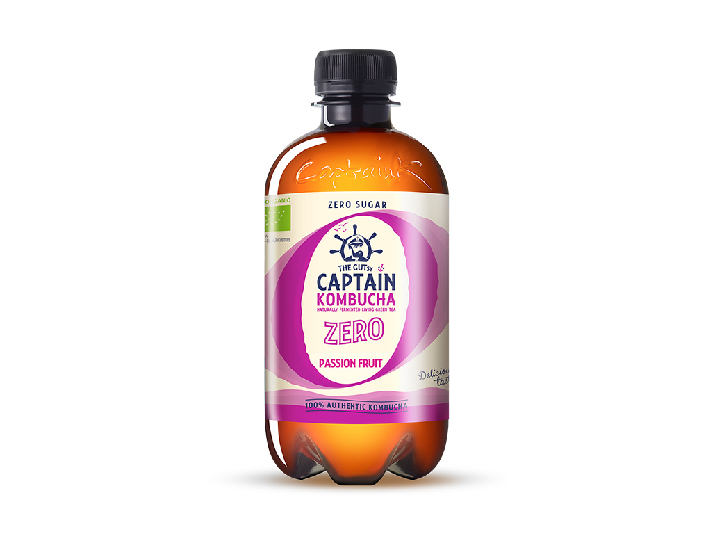 Chá Fermentado Captain Kombucha Maracujá Zero Bio 400ml