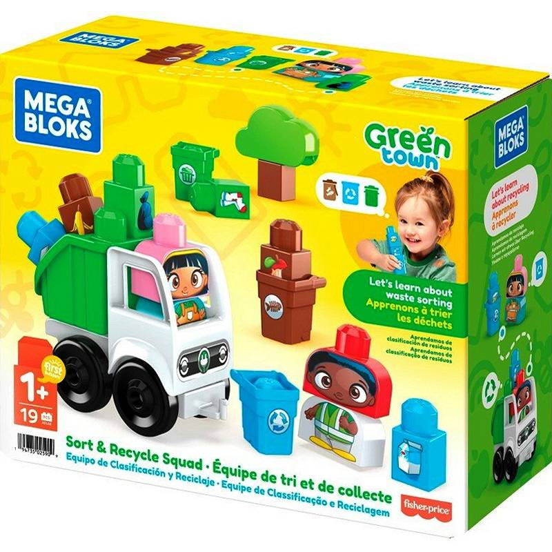 Conjunto De Blocos Cidade Verde E Equipa De Reciclagem Megabloks