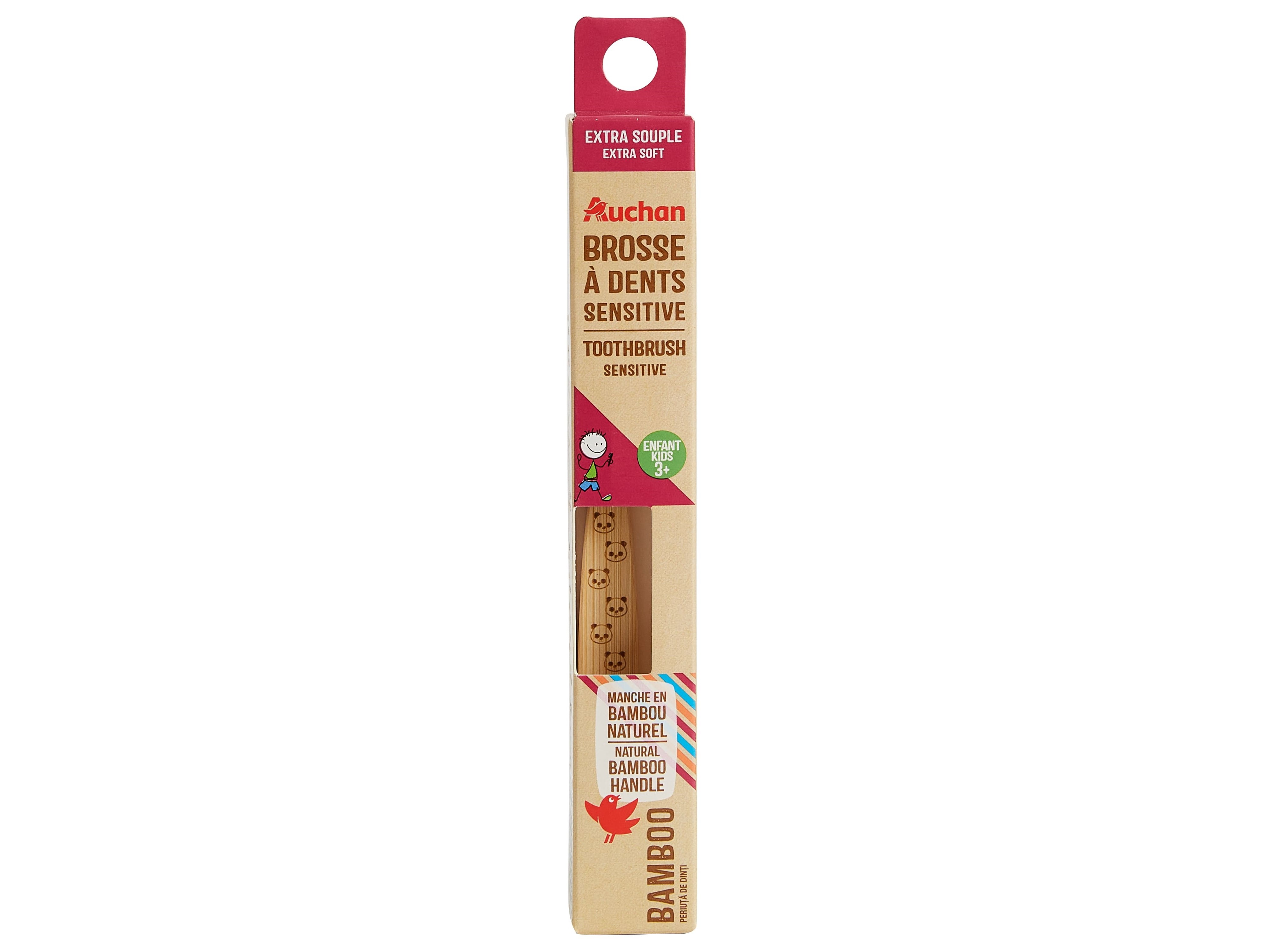 Escova Dentes Auchan Kids Sensível Bambu Extra Suave 1un