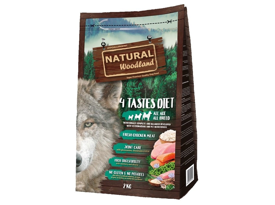 4 Tastes Diet Hipoalergénica para Cães 2 KG Natural Woodland