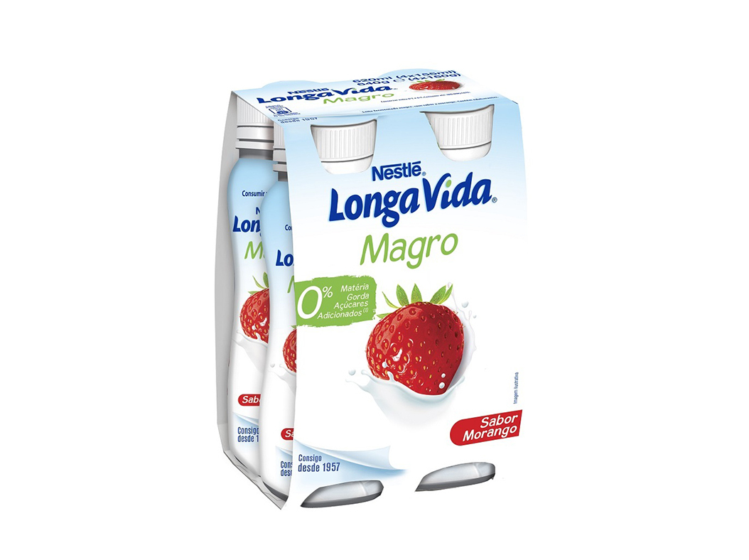 Iogurte Liquido Magro Longa Vida Morango 0% 4x160g