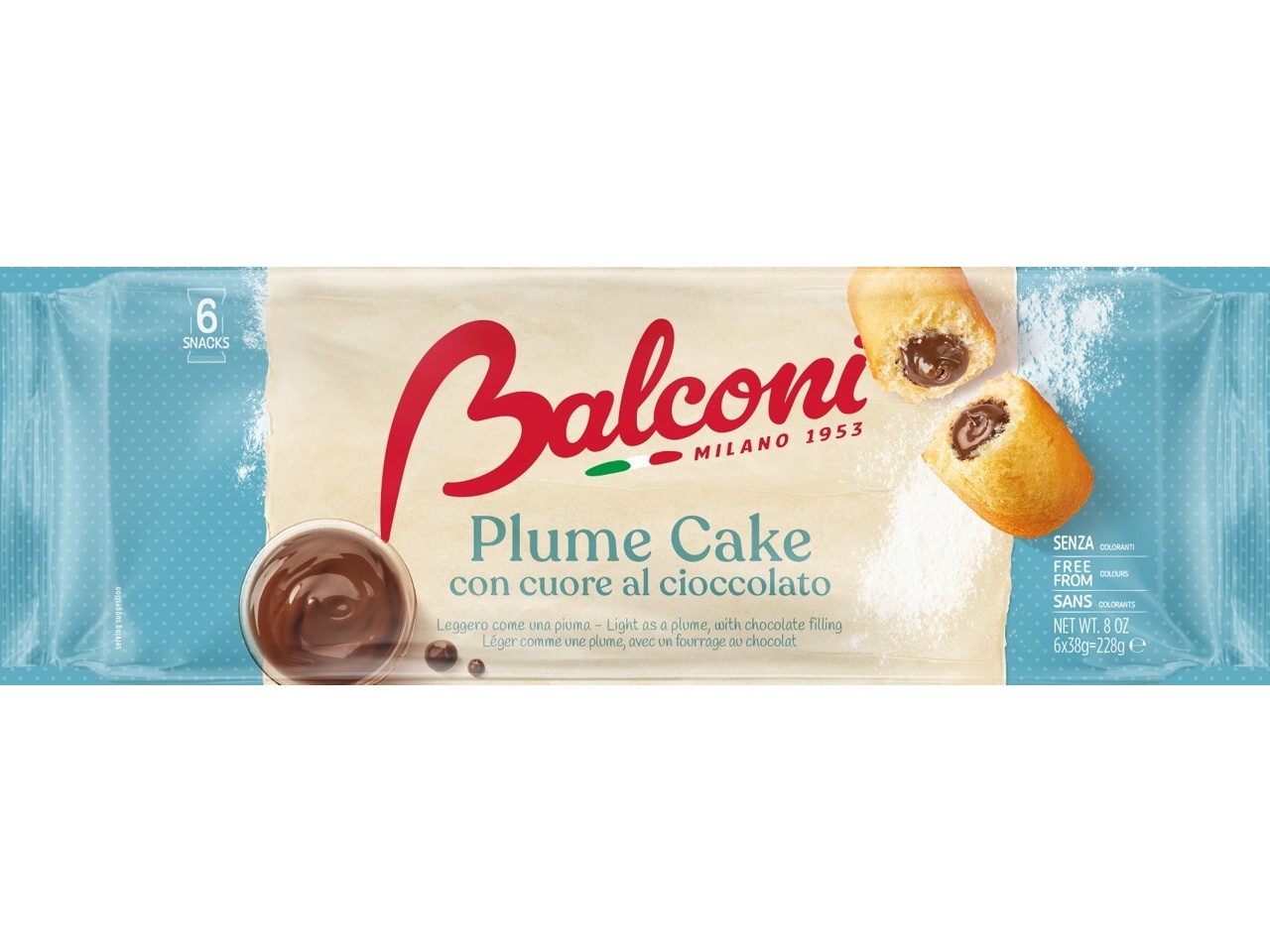 Bolo Balconi Cake Recheado De Chocolate 228g