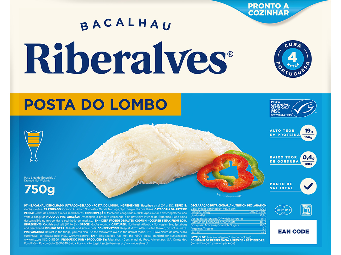 Bacalhau Riberalves Posta Do Lombo 4m Msc 750g