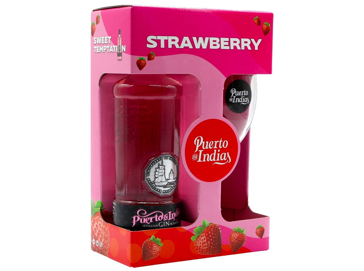 Gin Puerto De Indias Premium Strawberry +copo 0.70 L