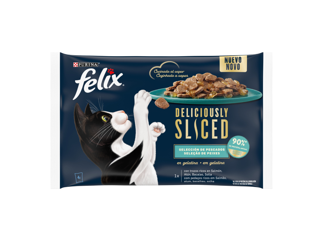 Comida Húmida Gato Felix Deliciously Sliced Peixe 4x80g