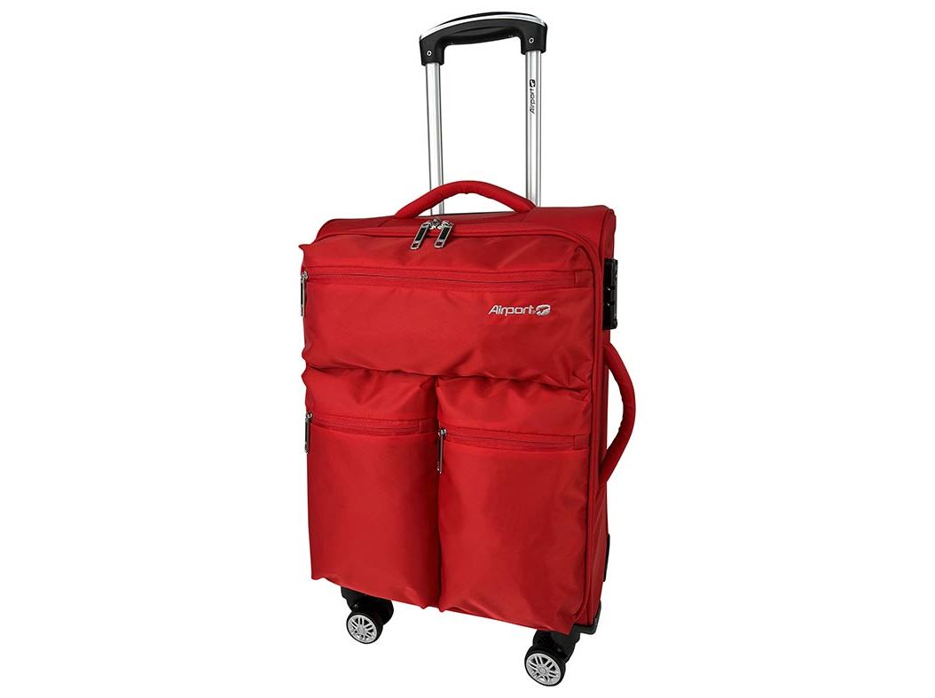 Mala De Cabine Flexivel Airport Vermelho 8 Rodas 55cm