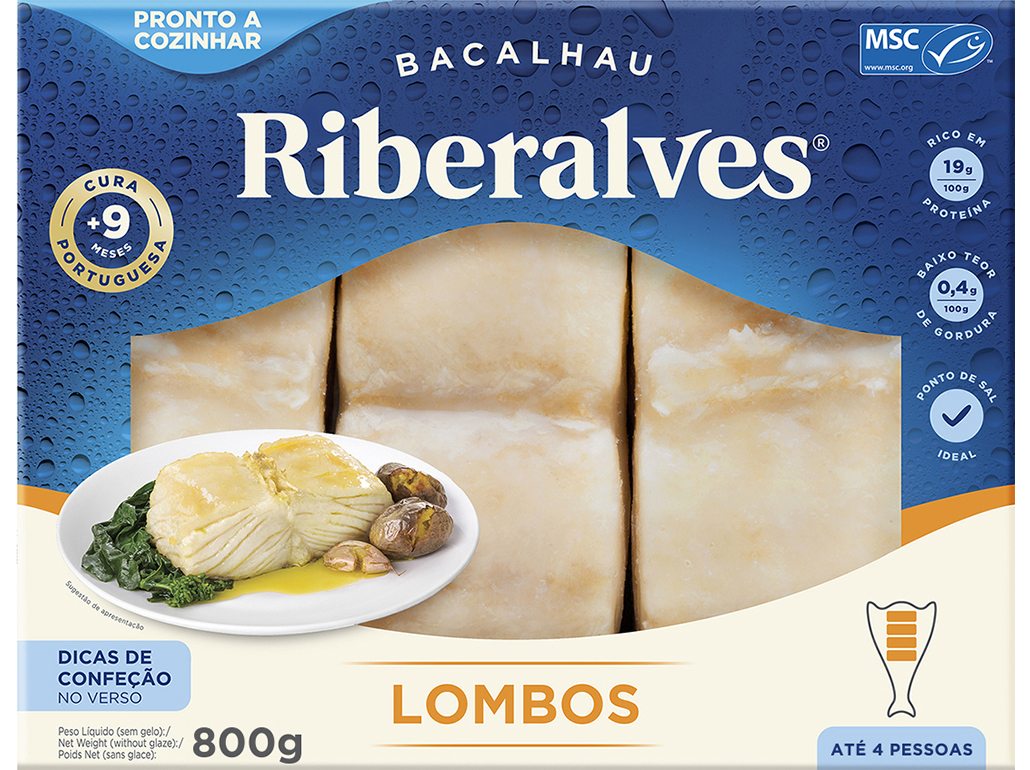 Lombos Bacalhau Riberalves 9m Cura 800g