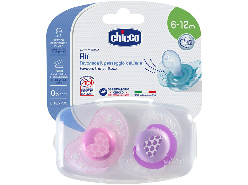 Chicco Chupeta Physio Air Vermelha Silicone 6-16 meses x 2 unidades