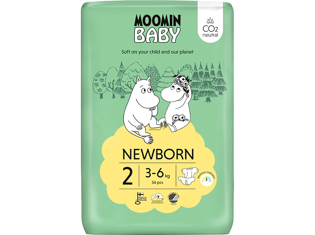 Fraldas Moomin Baby T2 3-6kg 56un