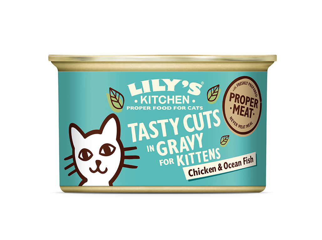 Comida Húmida Kitten Tasty Cuts in Gravy, Frango & Peixe do Oceano