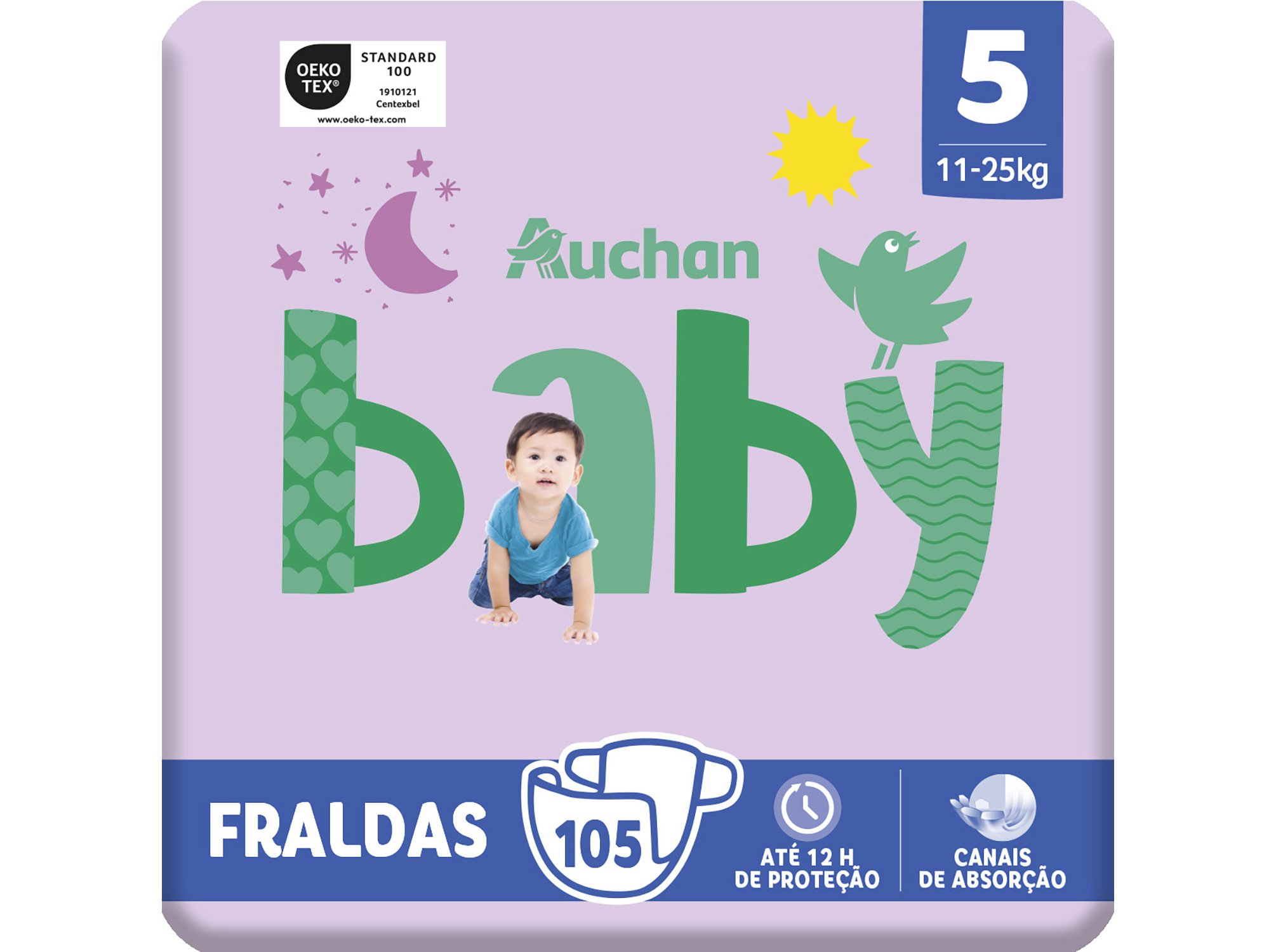 Fraldas Auchan Baby Tamanho 5 11-25kg 105un