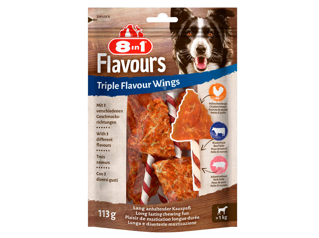 Snacks Cão 8in1 Triple Flavour Wings 113g