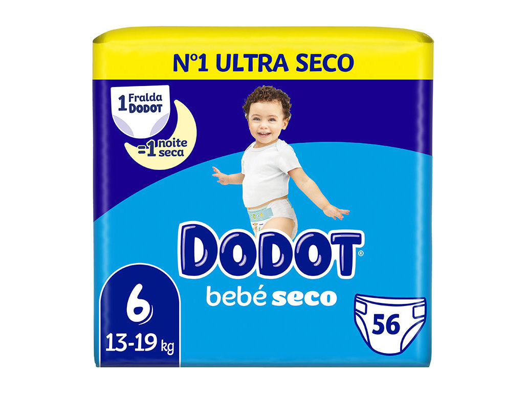 Fraldas Dodot Bebé Seco T6 13-19 Kg 56 Un