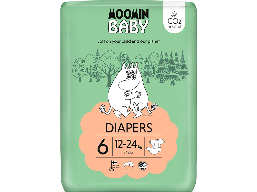 Fraldas Moomin Baby T6 12-24kg 34un