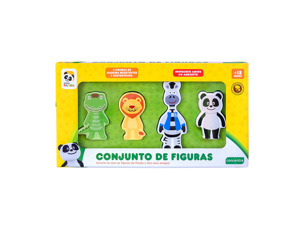 Panda - Conjunto De Figuras Madeira