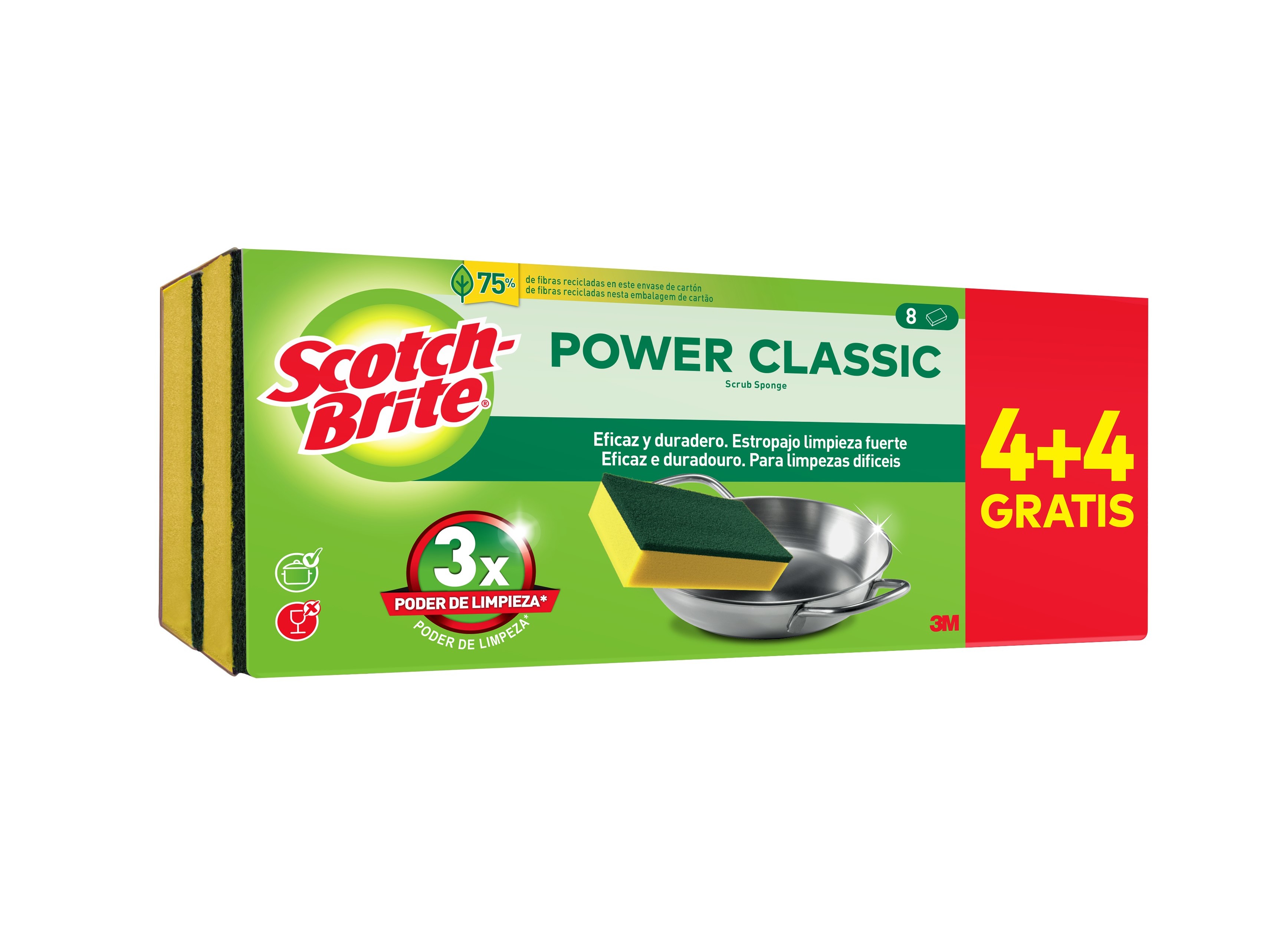 Esfregão Scotch-brite Verde Com Esponja 4+4 Un